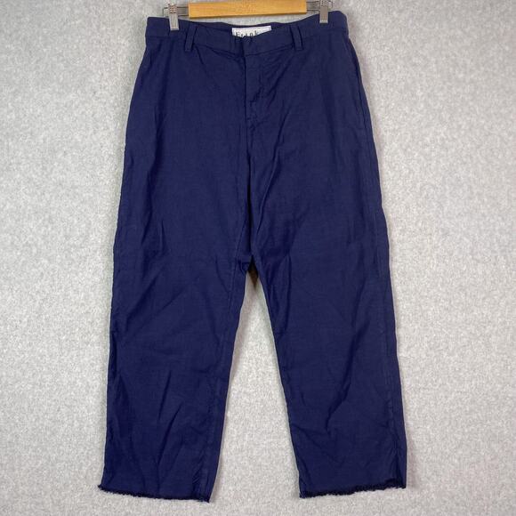 Frank & Eileen Pants - Frank & Eileen Womens 12 Navy Blue Kinsale Cotton Linen Blend Pants